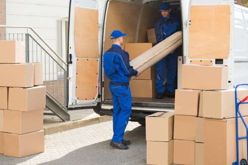 Commercial moving team preparing business relocation in Nottinghill